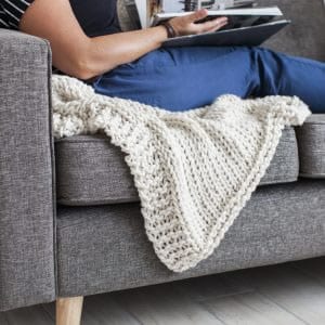 Chunky knit blanket in JOY chunky yarn by The Woven Co