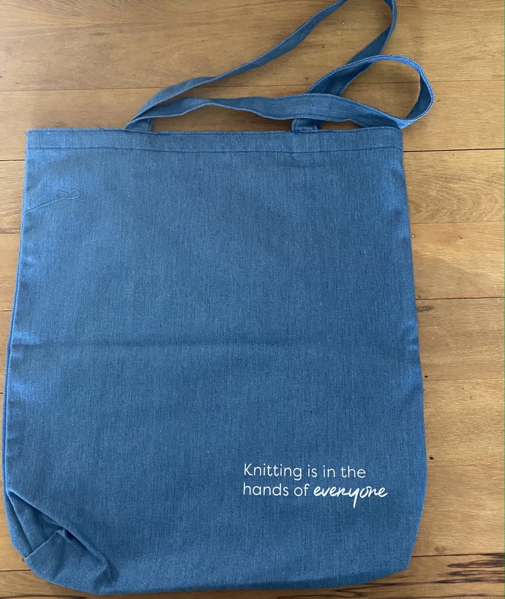 The Woven Denim Tote Bag "Knitting is in the hands of Everyone"
