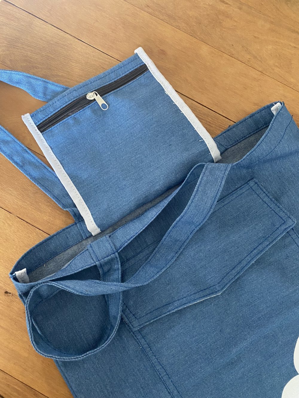The Woven Denim Tote Bag "Knitting is in the hands of Everyone"